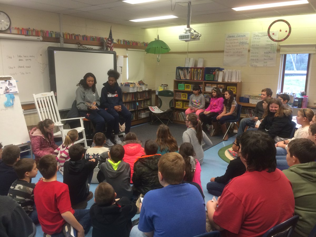 tgrif17's tweet photo. Mone Jones and Shakyna Payne from @UVaWBBHoops  came to read with our kids today.  So cool! GO 'HOOS @k12albemarle https://t.co/gtVwIxtUzw