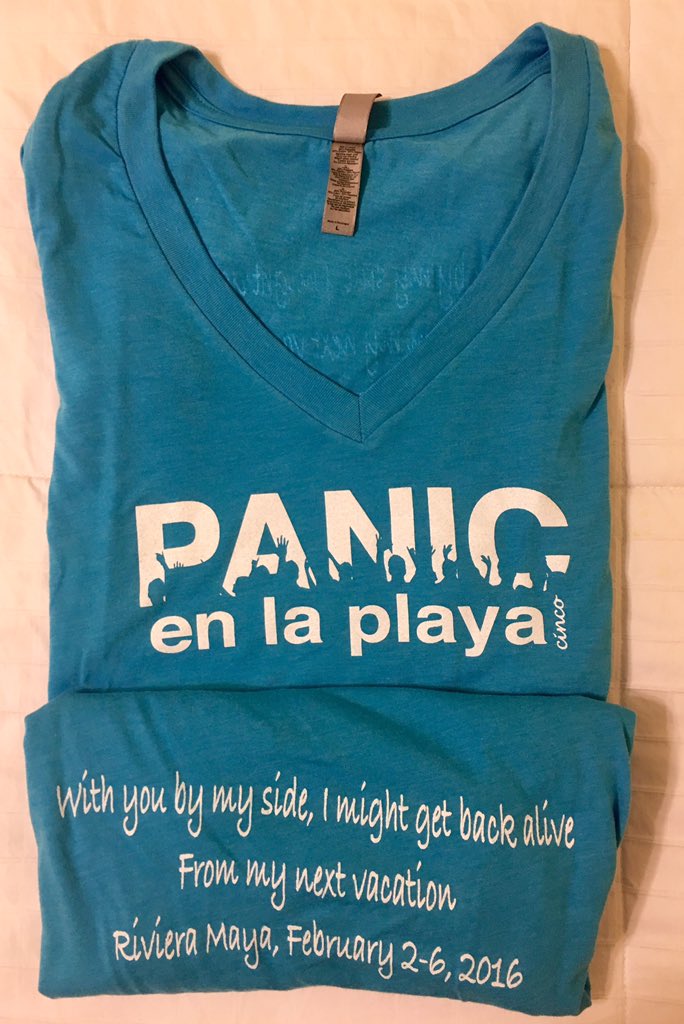 MyTourGear's tweet photo. Panic en la playa cinco shirts! $22
Women's V-necks 
https://t.co/D2l6RYaVig https://t.co/YtTIQkPAEw