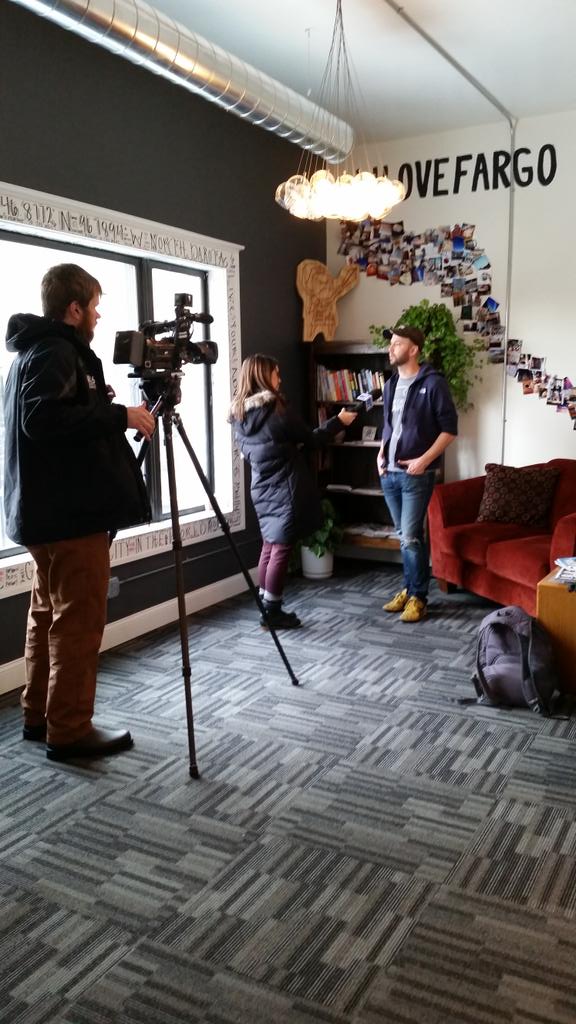 hashinteractive's tweet photo. @GregfromFargo interview with @WDAYnews in the #PrairieDen @emergingprairie. Lookin' good Greg #famous https://t.co/vszeKF8NkP