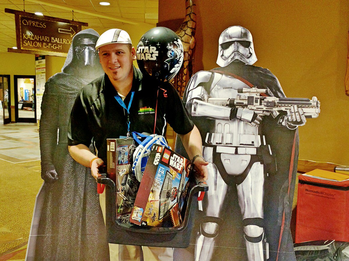 MEKergosien's tweet photo. Thanks @TMWSystems for the StarWars Lego bundle! I probably wont see much of @gainesk for a bit. #codemash #ages8-14 https://t.co/aA6Qm2cT9I