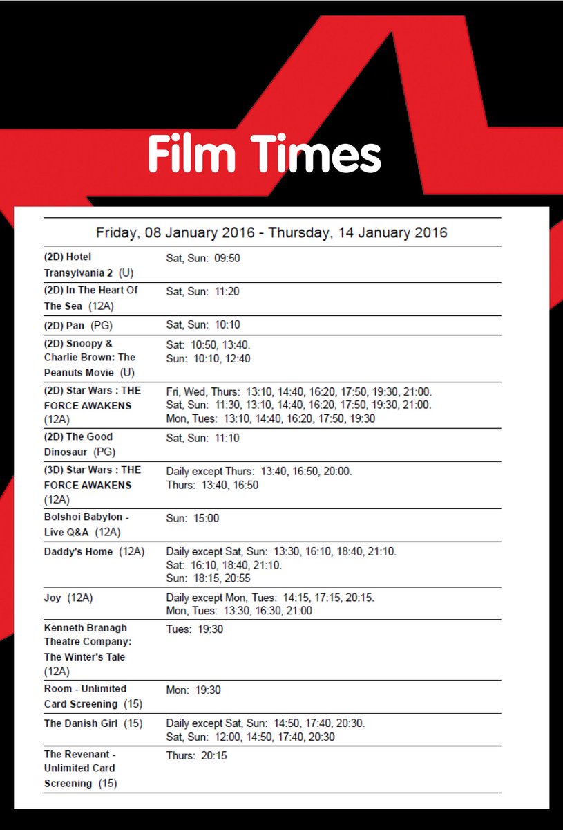 CineworldEbn's tweet photo. Hello! Here are our film times for the week of 08.01.16. And we have TWO exclusive #Unlimited screenings this week! https://t.co/REmmQVcDJh
