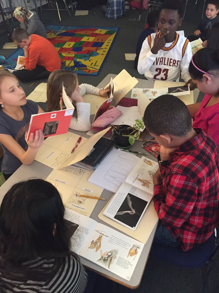 Students in room 105 are enjoying non-fiction texts and finding different features. <a href="/HZNElementary/">Horizon Elementary</a>