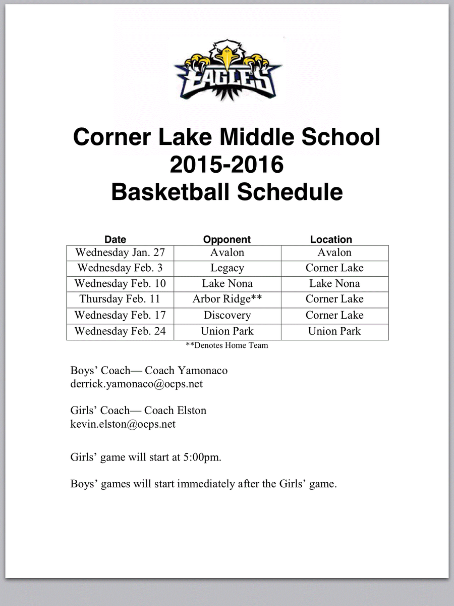 CornerLake_OCPS's tweet image. #CornerLake #Basketball schedule for this season
Mark the dates on your calendar