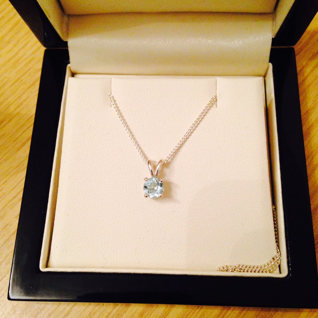 CalverJo's tweet photo. Thank you so much @robtaylor1989 for my amazing present!😍 -handmade by @SamuelJStirrat with aquamarine gemstones. Xx https://t.co/LcAI2rVKyt