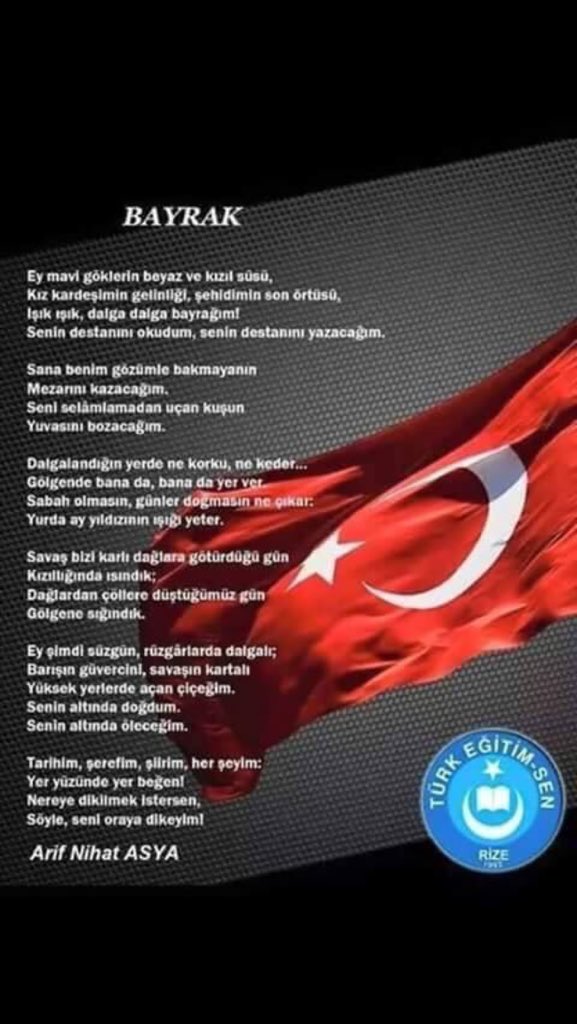 #BayrakŞiiri Barış'ın güvercini,savaşın Kartal'ı şanlı bayrağım...