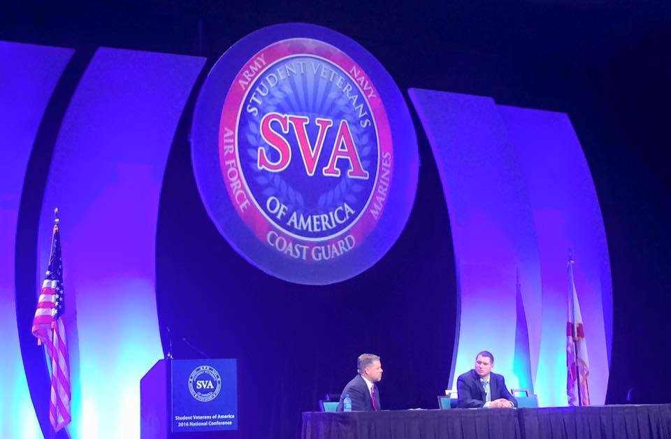 Our Veteran Services team listening to #MedalofHonor Kyle White at the #NatCon2016 <a href="/studentvets/">Student Veterans of America</a> @CMOHfoundation