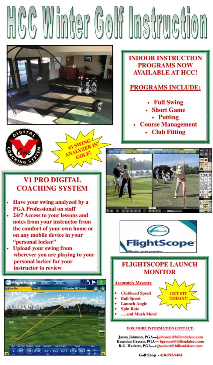HillendaleCC's tweet photo. HCC Winter Golf Instructions are now available!!! Contact the Pro Shop for more information or to sign up! #HCCGOLF https://t.co/DjXhaqhvty