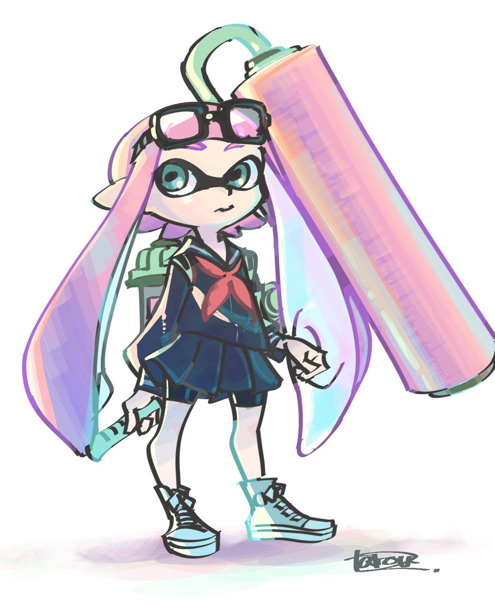 インクリング ,イカガール(スプラトゥーン) 「練習。。 」|𝘁𝗮𝗿𝗼𝘂𝟮のイラスト