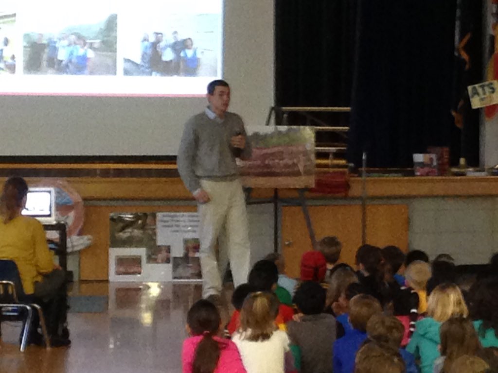 APS_ATS's tweet photo. Former ATS student, Thomas Riley, teaching our Ss about his trip to Arlington Academy of Hope, Uganda #apsisawesome https://t.co/gh0tSqRHVQ