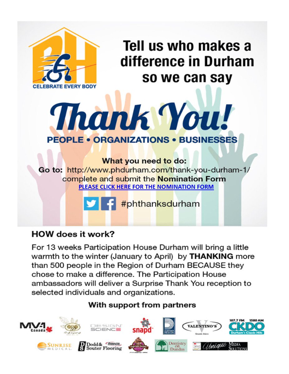 <a href="/PHDurhamRegion/">Participation House (Durham Region)</a> 'THANK YOU DURHAM' #phthanksdurham Launch Event at <a href="/RegionofDurham/">Region of Durham</a>. Everyone is welcome to nominate.