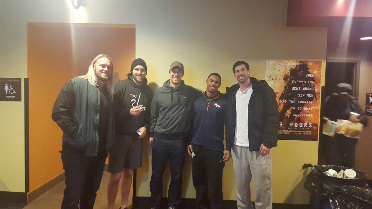 BroncosOffField's tweet photo. .@Broncos players enjoyed seeing @michaelbay #13Hours movie starring @johnkrasinski last night, opens Jan. 15! https://t.co/IlzACqJlZJ