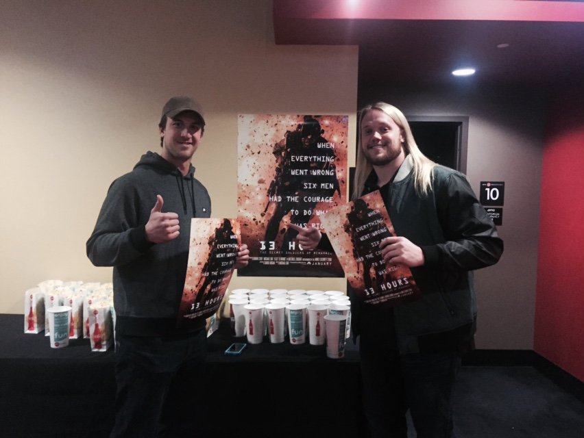 BroncosOffField's tweet photo. .@Broncos players enjoyed seeing @michaelbay #13Hours movie starring @johnkrasinski last night, opens Jan. 15! https://t.co/IlzACqJlZJ