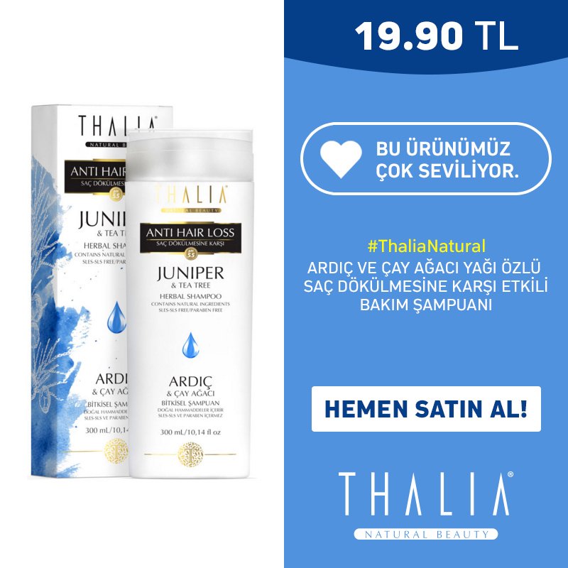 ThaliaNatural's tweet photo. Saç Dökülmesine karşı etkili #ThaliaNatural Ardıç ve Çay Ağacı özlü Bakım Şampuanı 🌿
https://t.co/BVbEwl3RWq https://t.co/DBErHLGK21