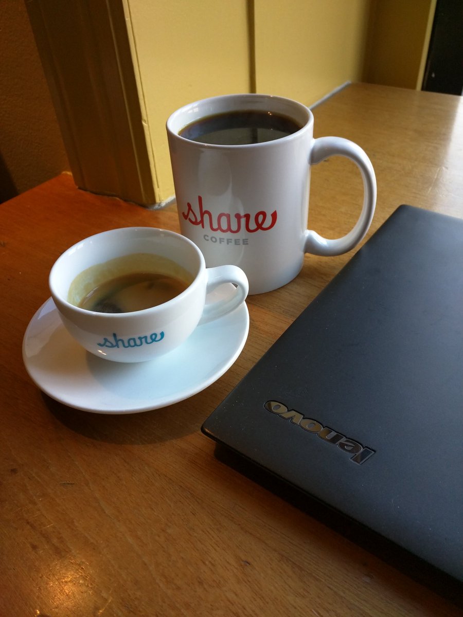 <a href="/shareroasters/">Share Coffee</a> had an great espresso at <a href="/shareamherst/">Share Amherst</a> earlier!  Love the look of the cups too