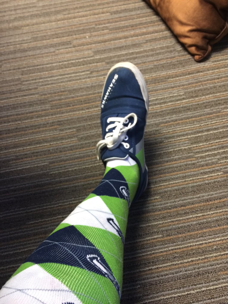 Shermanette25's tweet photo. @Hawkaholic10 @lightning_29  wearing the winning combo to ensure Wild Card WIN. #GoHawks https://t.co/l0aYBtED38