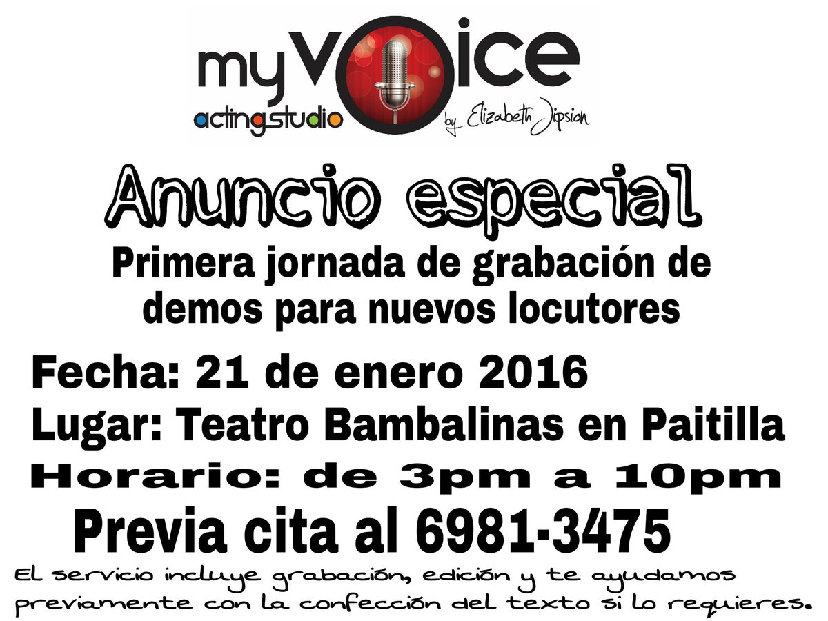ActingStudiopty's tweet photo. Requisito: tener licencia de locución https://t.co/bzjehfQnw8