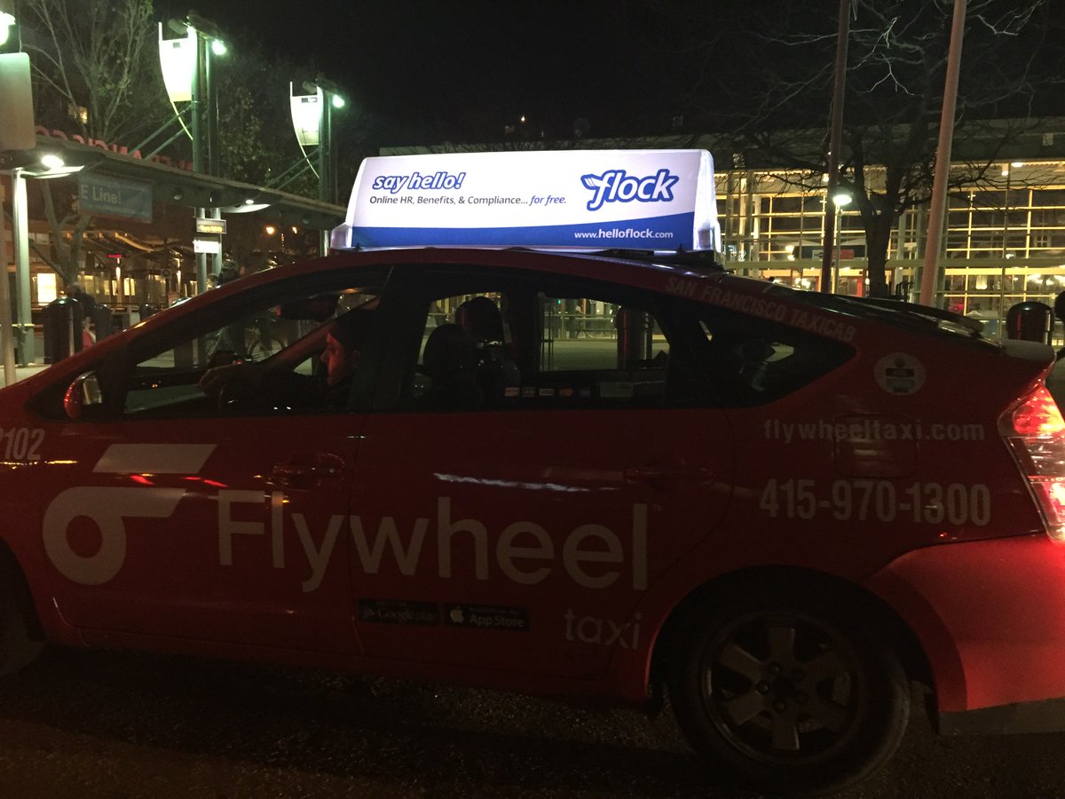 FlockSoftware's tweet photo. Say hello to Flock taxicabs in San Francisco! #hris #benefits #insurance #taxicabs #flocksoftware #helloflock https://t.co/I9DrU2QTQN