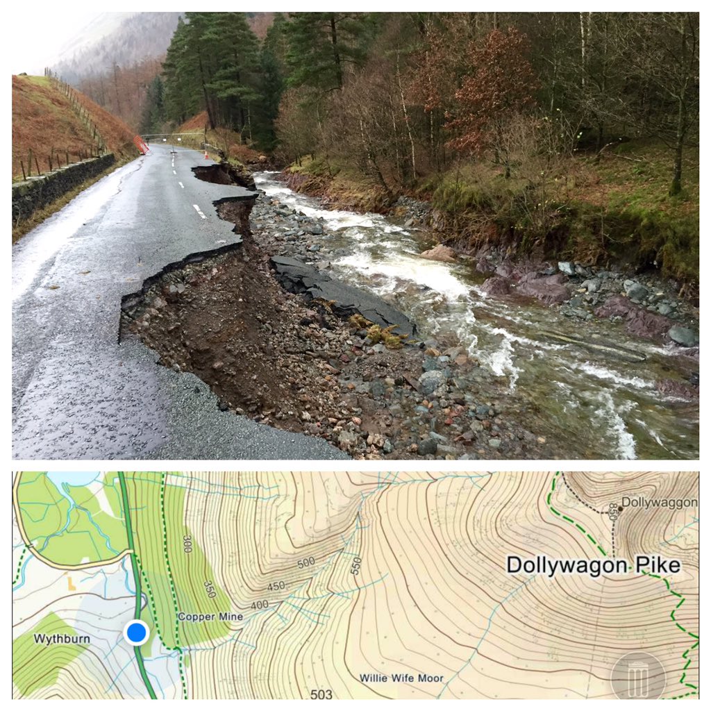JomoMaps's tweet image. A591 just south of Thirlmere following the floods (map from Lake District Maps Offline appsto.re/gb/mFC24.i)