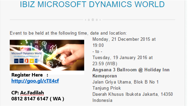 dewoadi's tweet photo. [SHARE] event tentang Microsoft Dynamics nih di -> @eventbrite https://t.co/WrNSlcWhEZ free! @MicrosoftID #yukbareng https://t.co/40vEFzs7En