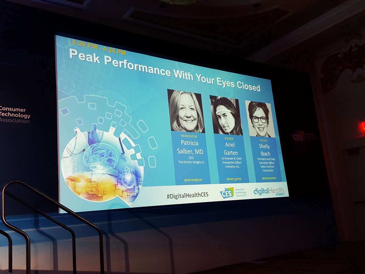 ttran06's tweet photo. .@docweighsin moderating the #DigitalHealthCES sleep panel w @choosemuse &amp; @sleepnumber #CES2016 https://t.co/YefmSG80zS
