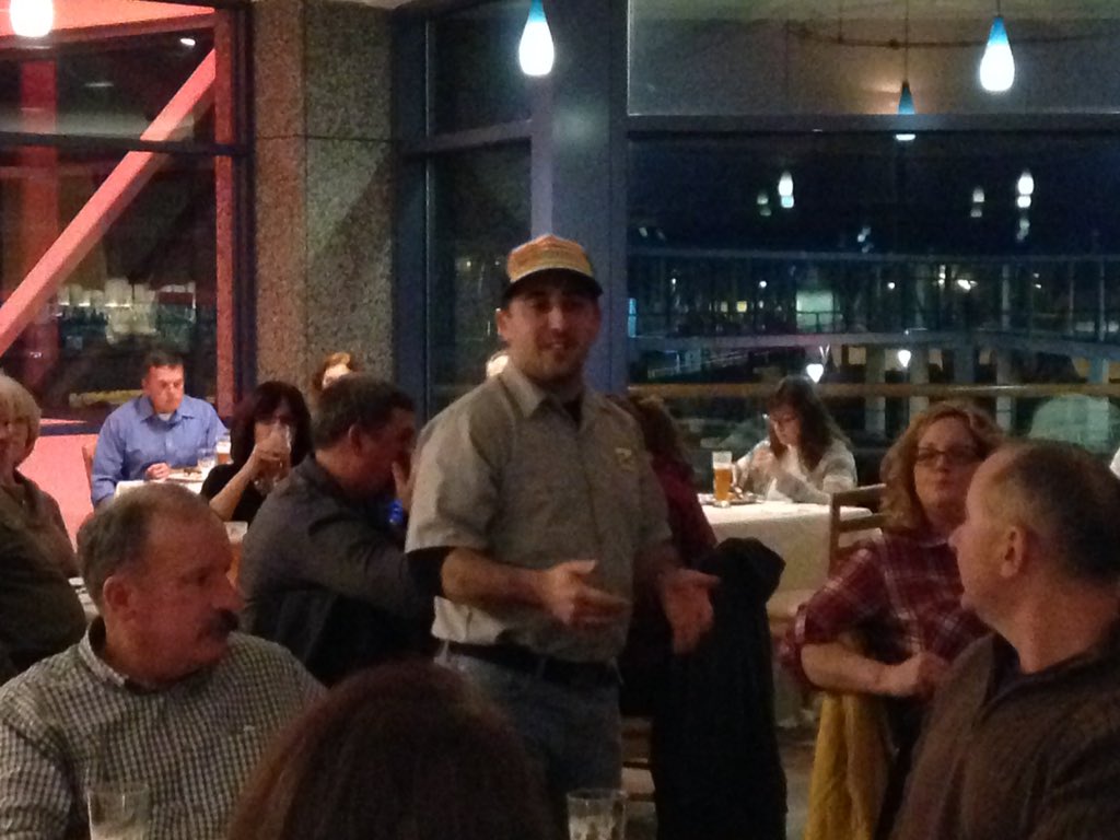 Our @CrookedHammock fearless leader Rich talking about Mootzy's Treasure IPA <a href="/CMLFerry/">Cape May-Lewes Ferry</a> #beer dinner.