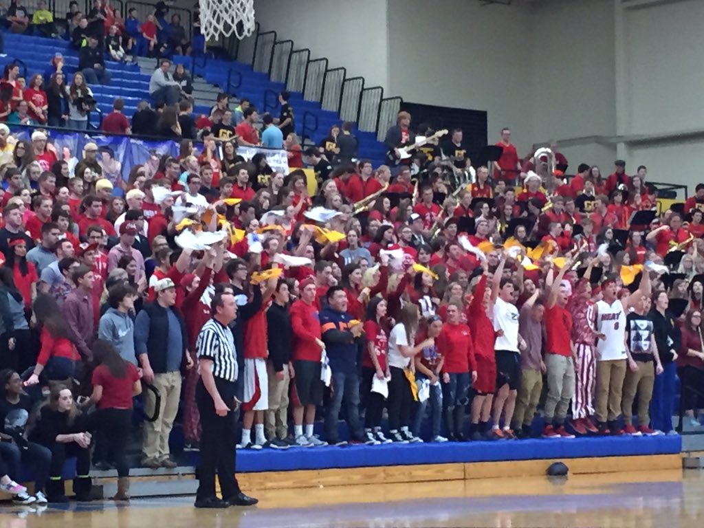 GCCougars's tweet photo. What a showing from our cheer block!! #REDoutforRiley #GOCOUGARS https://t.co/Qh8B9ETSUe