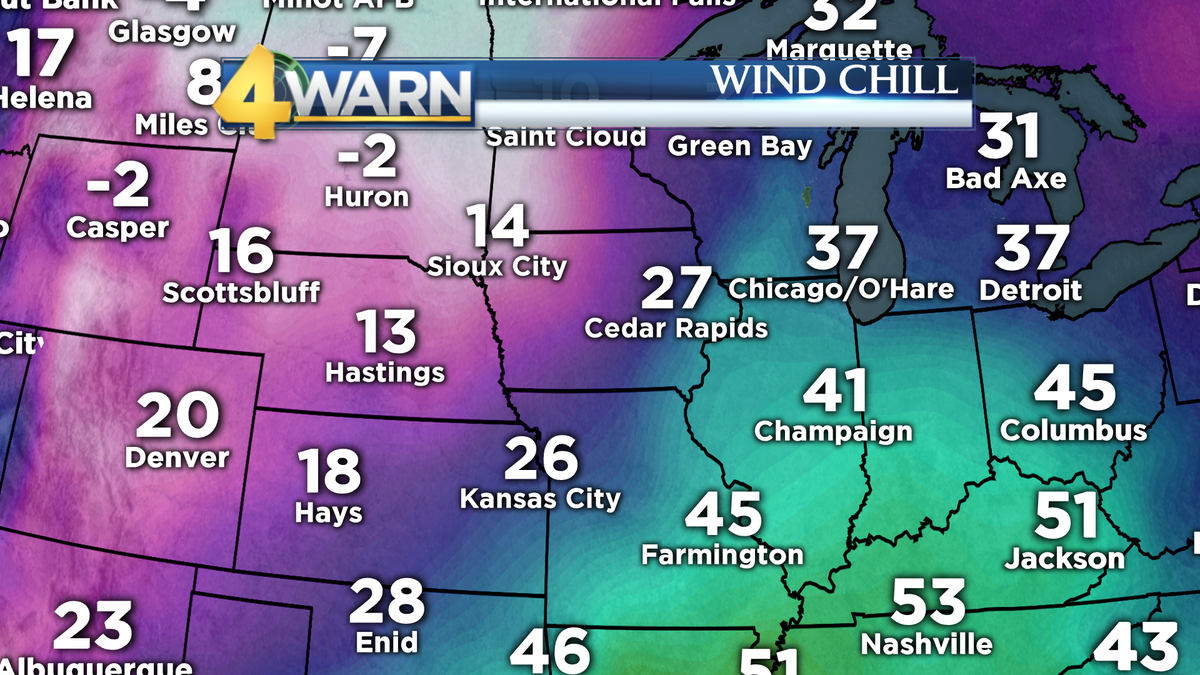 DanThomasWSMV's tweet photo. Super cold air's developing over the northern Plains, now.  It'll surge into our area on Sunday!  #4WARN #BigChill https://t.co/hJ9pHGqAn3