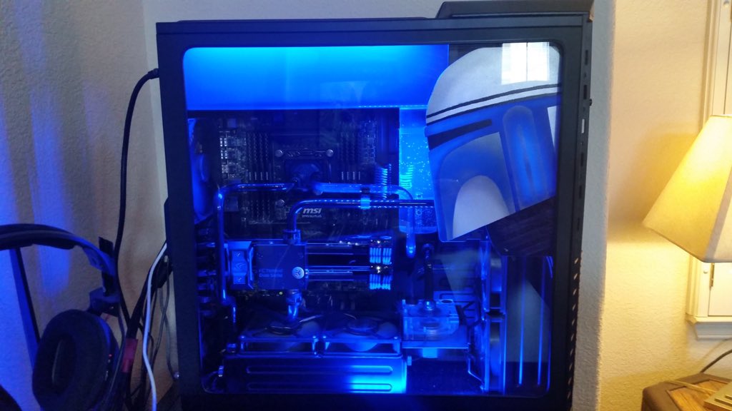 A Jango Fett helmet insert made a friend's custom computer he built.