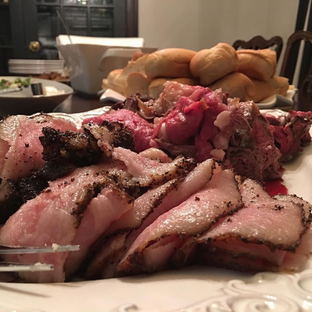 ShellyKramer's tweet photo. Pastrami pig jowl and that delicious ribeye. @deb_gold #syscokansascity #instafood #foodporn #foodie https://t.co/myFjXu2JAf