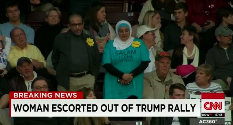 Muslim wearing mock Jude star kicked out of Trump rally