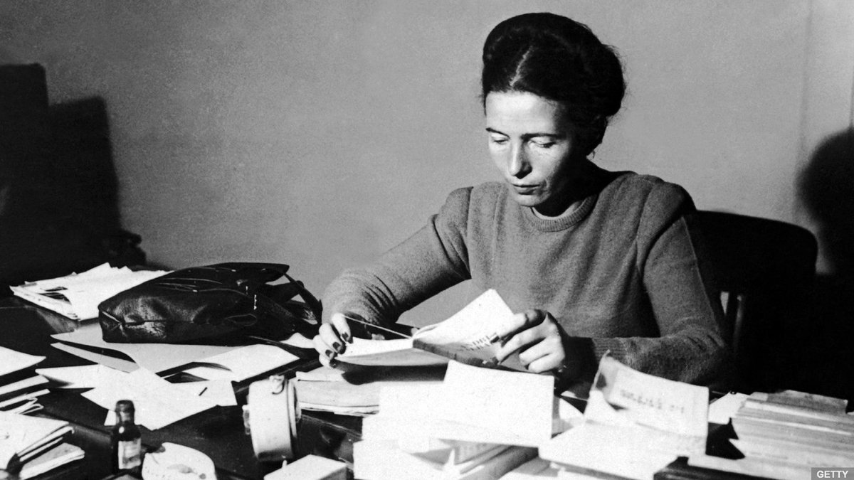 BBCArchive's tweet photo. #OnThisDay 1908: Simone de Beauvoir is born "I am incapable of conceiving infinity, and yet I do not accept finity" https://t.co/VktFFkTNf5