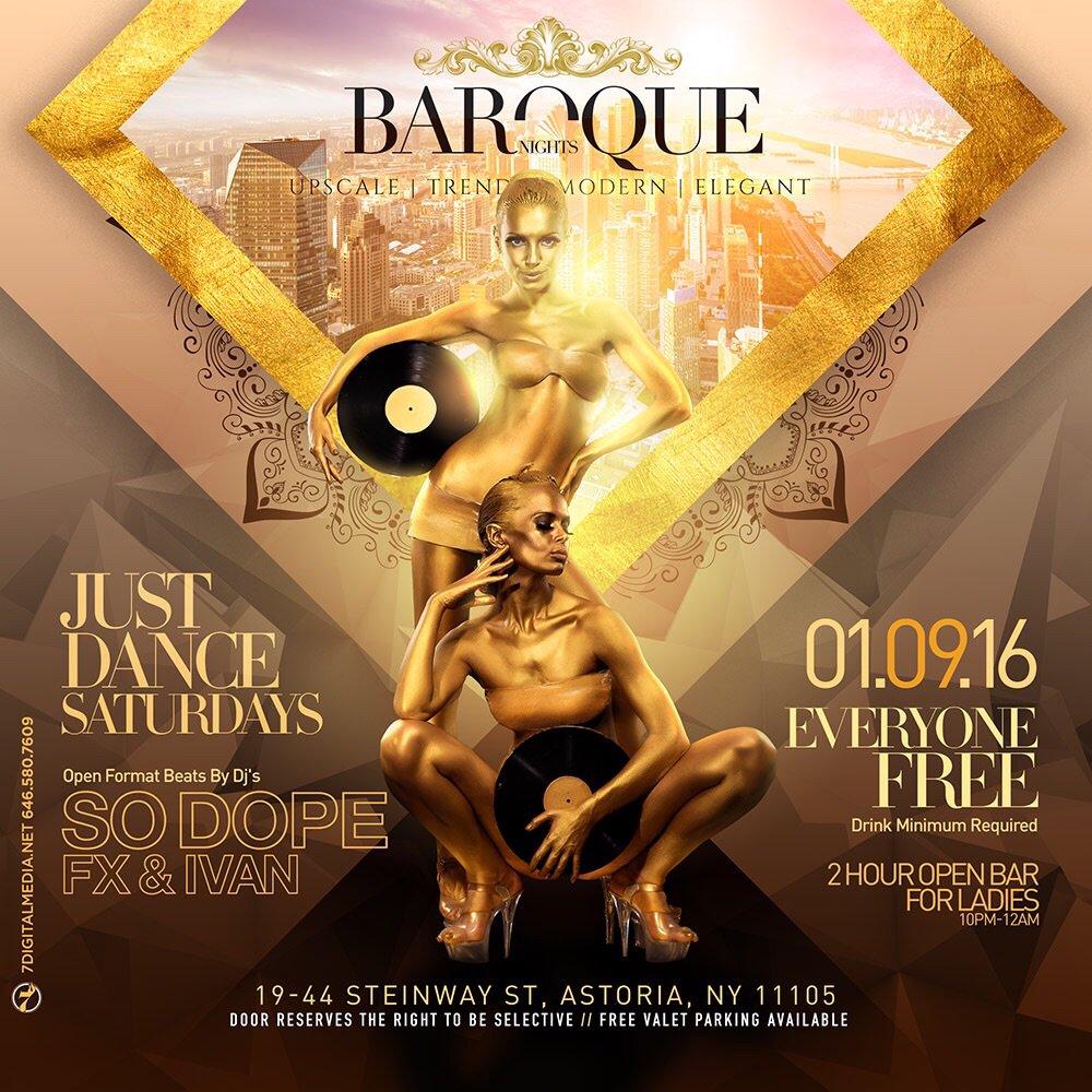 mikesation's tweet photo. @BAROQUENYC Just Dance Saturdays 1/9 presents open format beats by DJs @itssodope @djfxny &amp; Ivan Call 718.274.2777 f https://t.co/AbzWcHGoYX