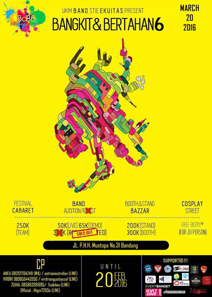ARE YOU READY? 
BANGKIT DAN BERTAHAN 6
more information : <a href="/BDB_bandekuitas/">Bangkit dan Bertahan</a> 
lets JOIN and SCREAMING !!!