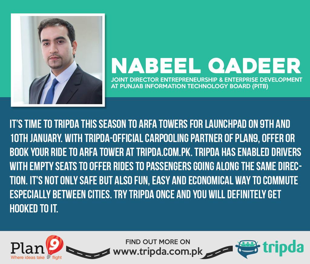 PITBIncubation's tweet photo. See what @nabeelaq has to say about @TripdaPakistan.
Book a ride:
https://t.co/bhC3tTj81U
#CarpooltoArfaTower https://t.co/su1DXMmP0v