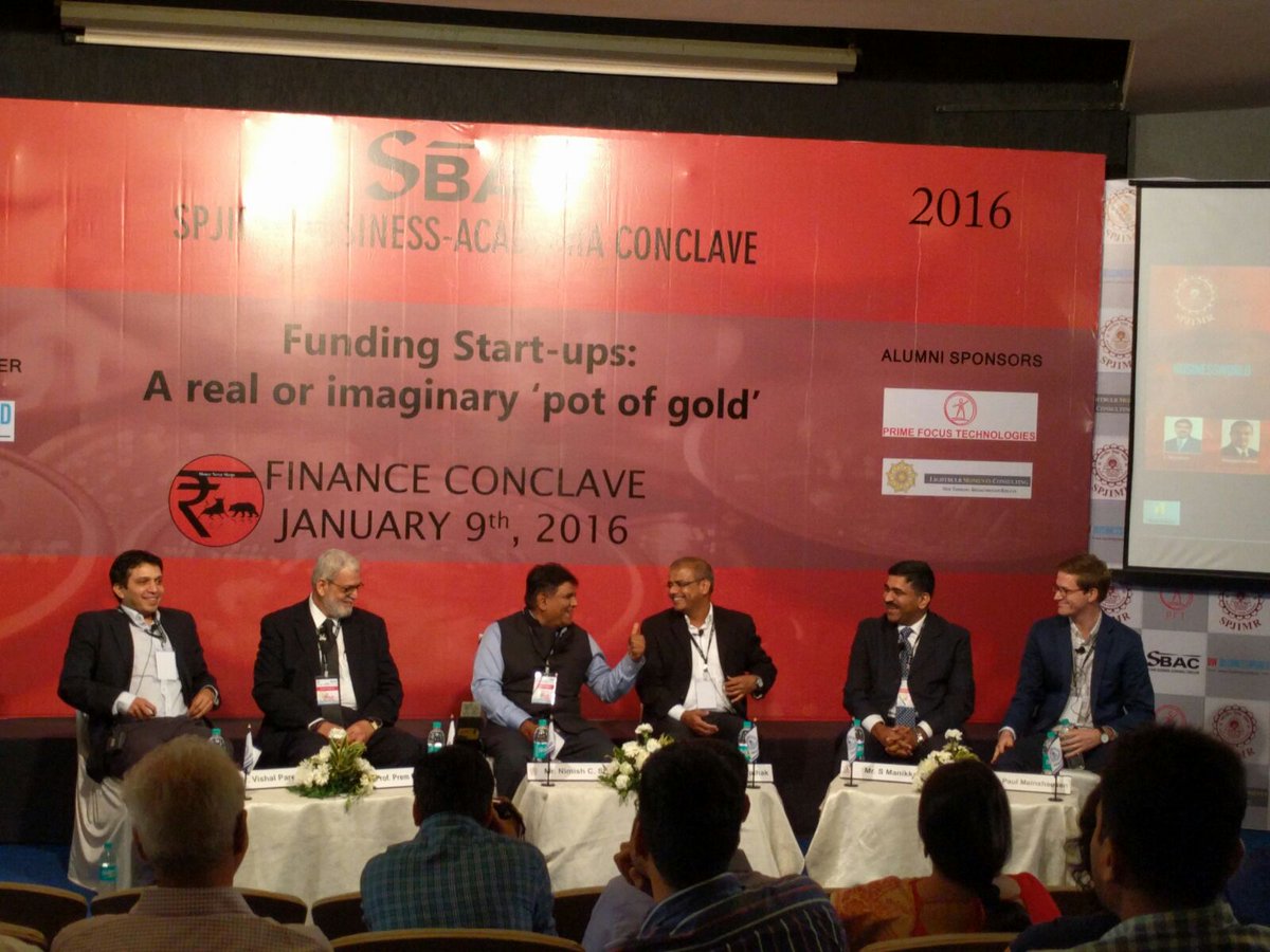 SPJIMR's tweet photo. Esteemed Panelists on "Funding Start-ups: A real or imaginary 'pot of gold'" #SBACishere #SPJIMR https://t.co/FcjPKrIwuv