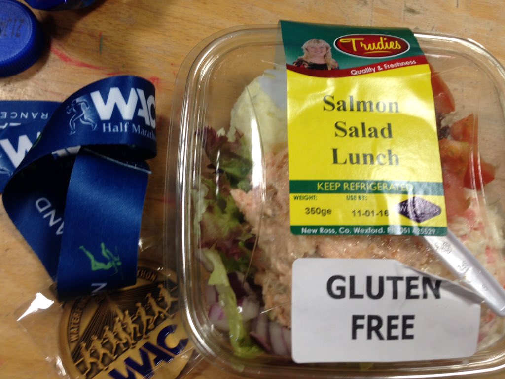 JustFoodCompany's tweet photo. Delighted to have done #waterford half marathon, and great to get some delish #glutenfree food  from Trudys Kitchen https://t.co/qTk5GVu89N