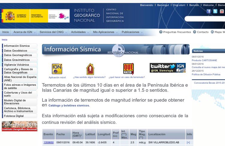 PLVillarrobledo's tweet photo. 09/01/16 09:45 SEÍSMO con epicentro en SW Villarrobledo 2,5 escala Richter. Sin daños materiales ni personales. https://t.co/iW4wv68hh9