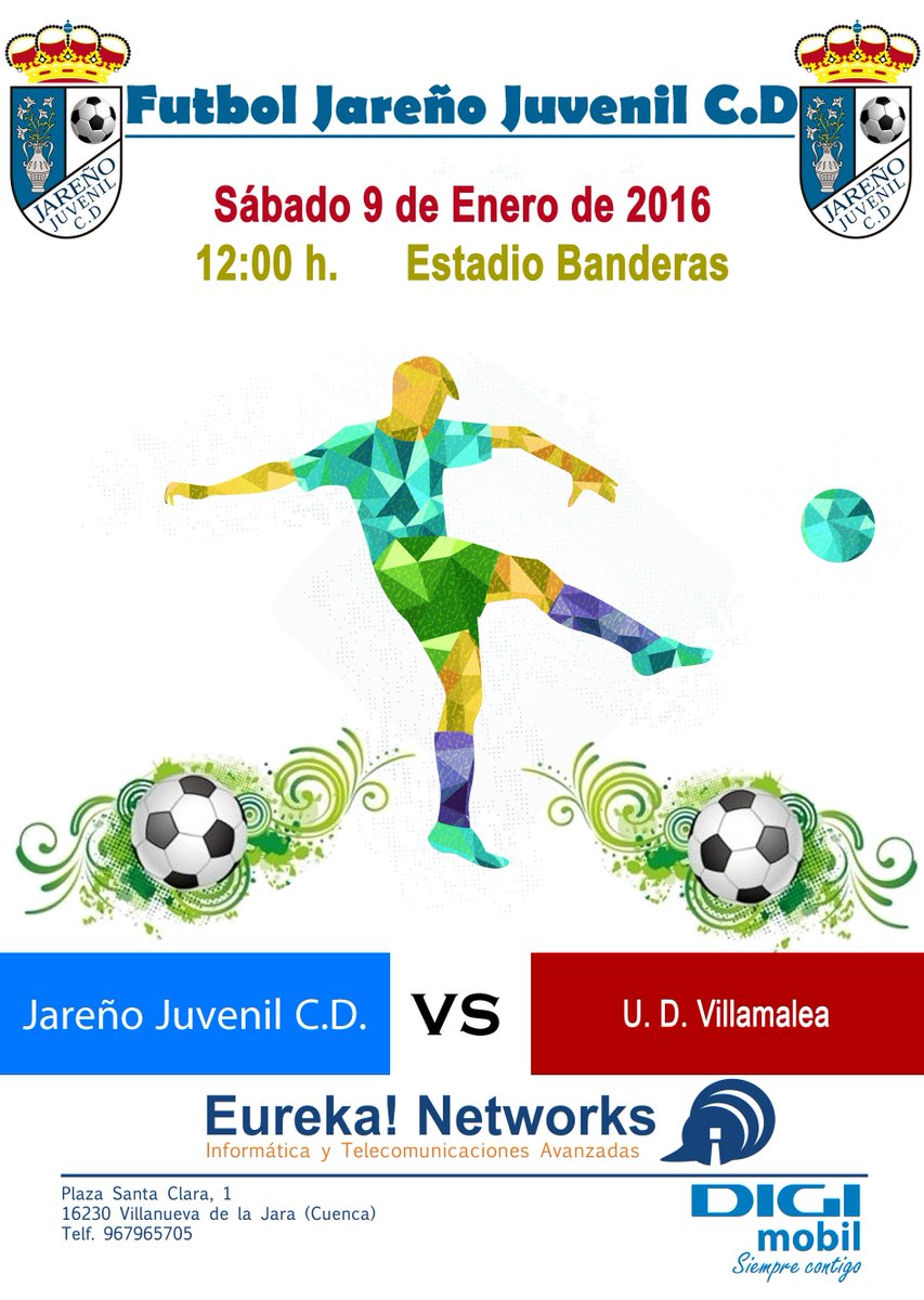 AytoVdelajara's tweet photo. Partido de #fútbol @JuvenilesLaJara y @VILLAMALEAJUVE En #VillanuevadelaJara #Cuenca
Todos a animar a los Juveniles! https://t.co/WcWhZEV0x1