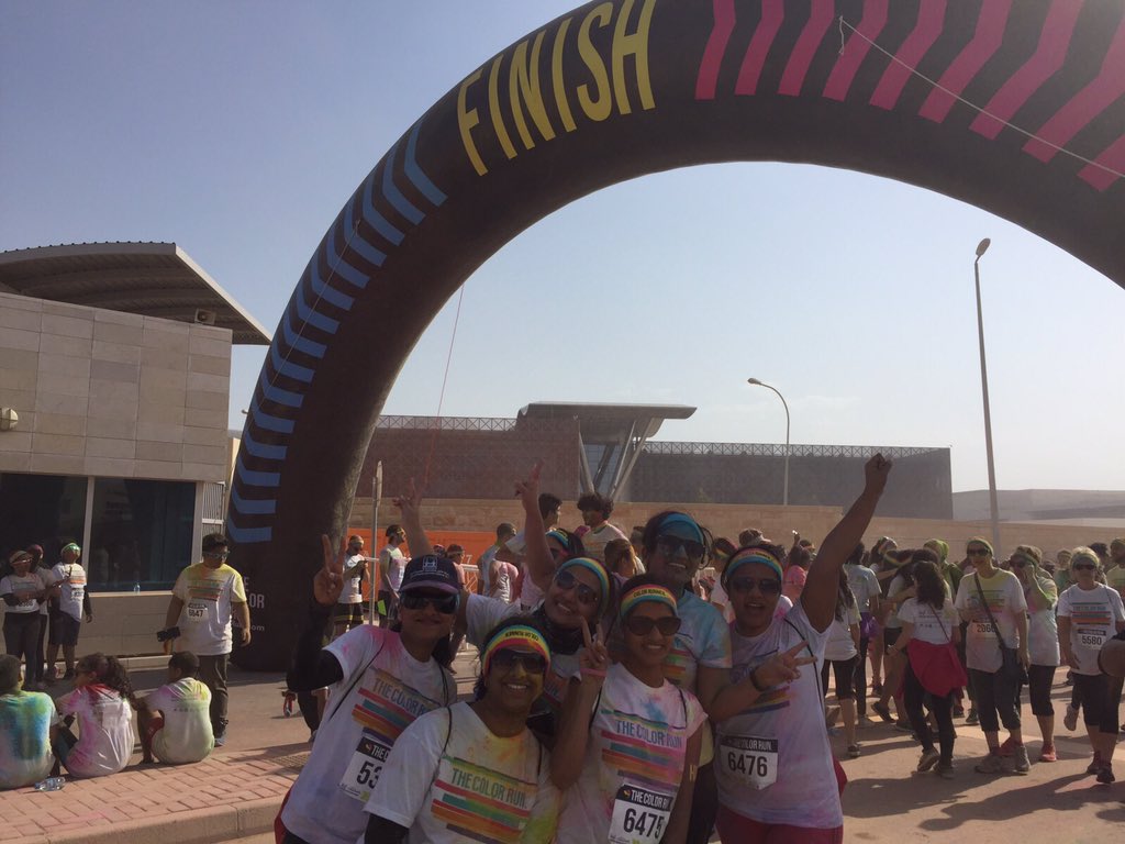 SweetyMathewB's tweet photo. Had fun doing @TheColorRunQA today ! To health this year ! #colorrun2016 #colorrunqatar https://t.co/AKD1P81WhE