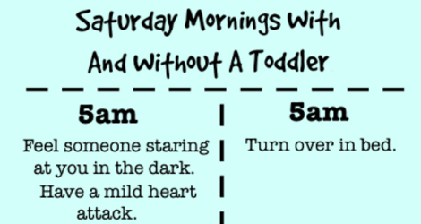 HonestToddler's tweet photo. Saturday Mornings With &amp; Without a Toddler https://t.co/2z6vG5w7m0
//I prefer "with" https://t.co/KY4F2MRRex