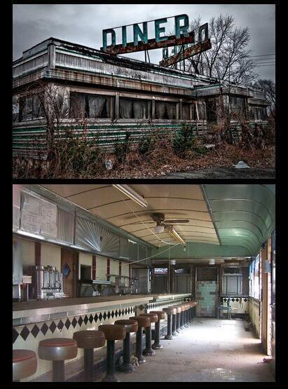 A cool abandoned cafe.