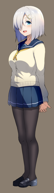 JK浜風描きました。葵井ちづるさん(@tiduru_39)とこの浜風チャン参考にしました。ついでに塗りもいろいろ試しました。 