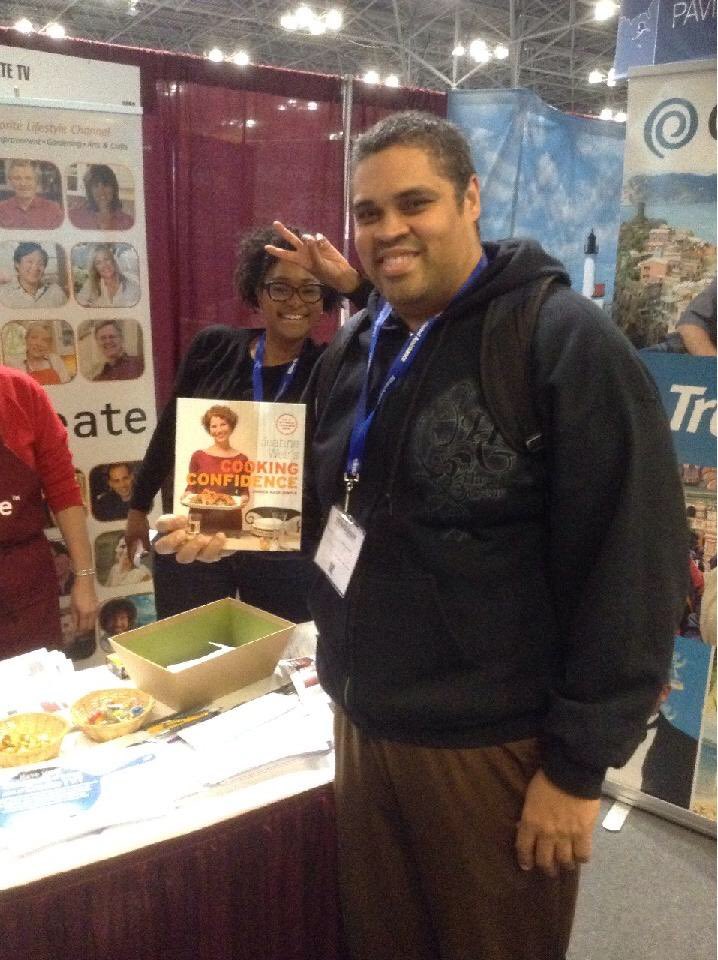 CreateTVchannel's tweet photo. Wil won @ChefJoanneWeir's AWESOME cookbook! @NYTTravelShow #Booth1052 https://t.co/xnp2e9WSol