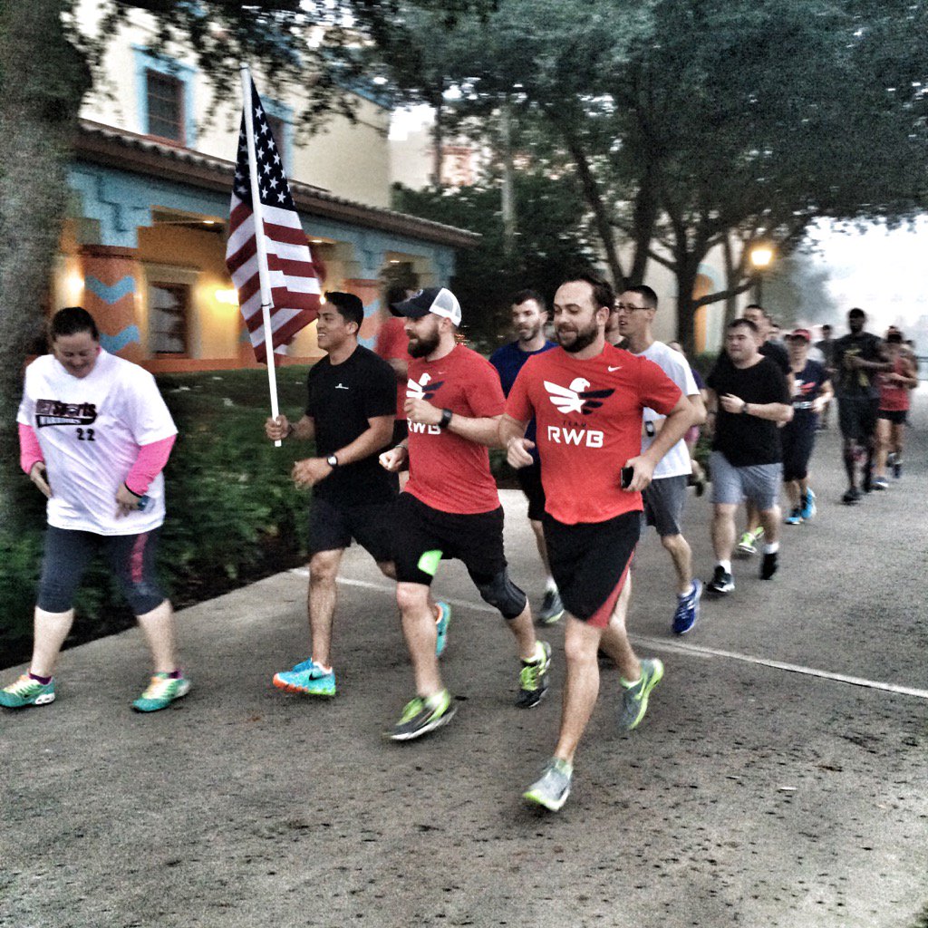 411marine's tweet image. @TeamRWB Morning moto run and walk with student vets at #natcon2016 #fitness @GarrettCathcart