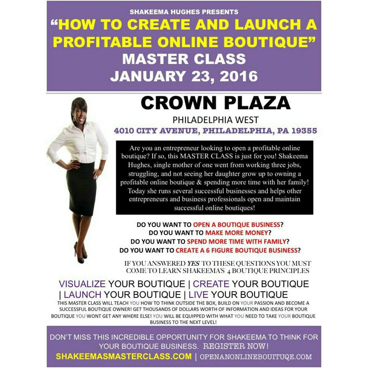 SheEvolve's tweet image. Philadelphia!! Open An Online Boutique Master Class is coming to you first!! Register at ShakeemasMasterClass.com