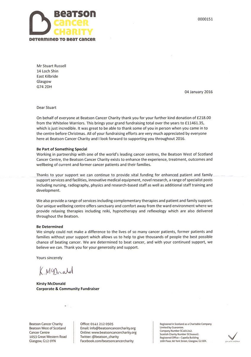 WhiteleeWarrior's tweet photo. Thank You Letter from Beatson https://t.co/tkxeKi6tdb https://t.co/DoBzNbUqXG