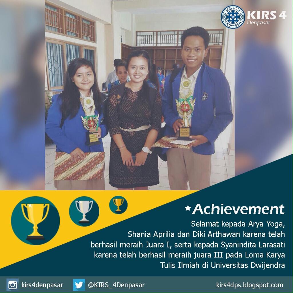 Selamat untuk Ode, Shania, dan Diki telah meraih juara 1 dan Syanindita Larasati juara 3 di Universitas Dwijendra