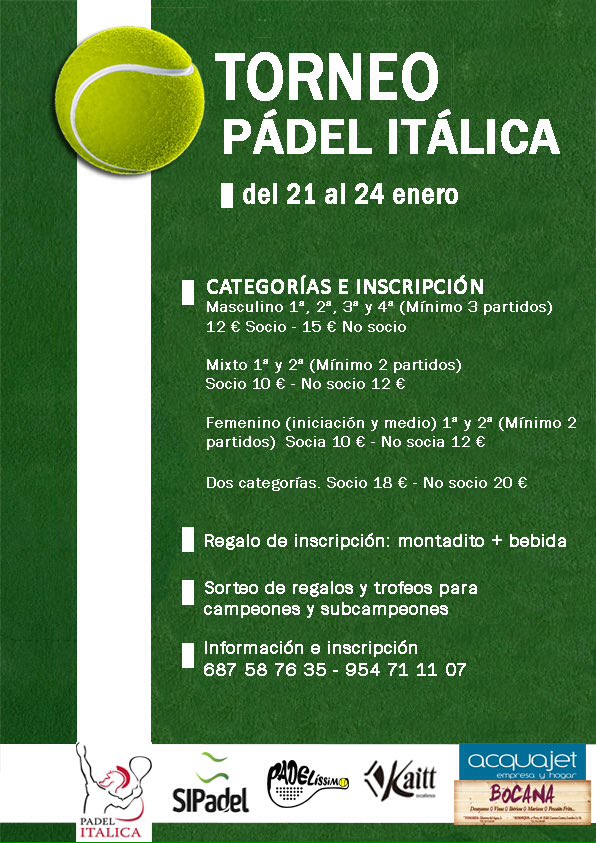 padelitalica's tweet photo. ¡Abierto el plazo de inscripción para el Torneo Pádel Itálica! ¿Te lo vas a perder? https://t.co/MUdaImznoV