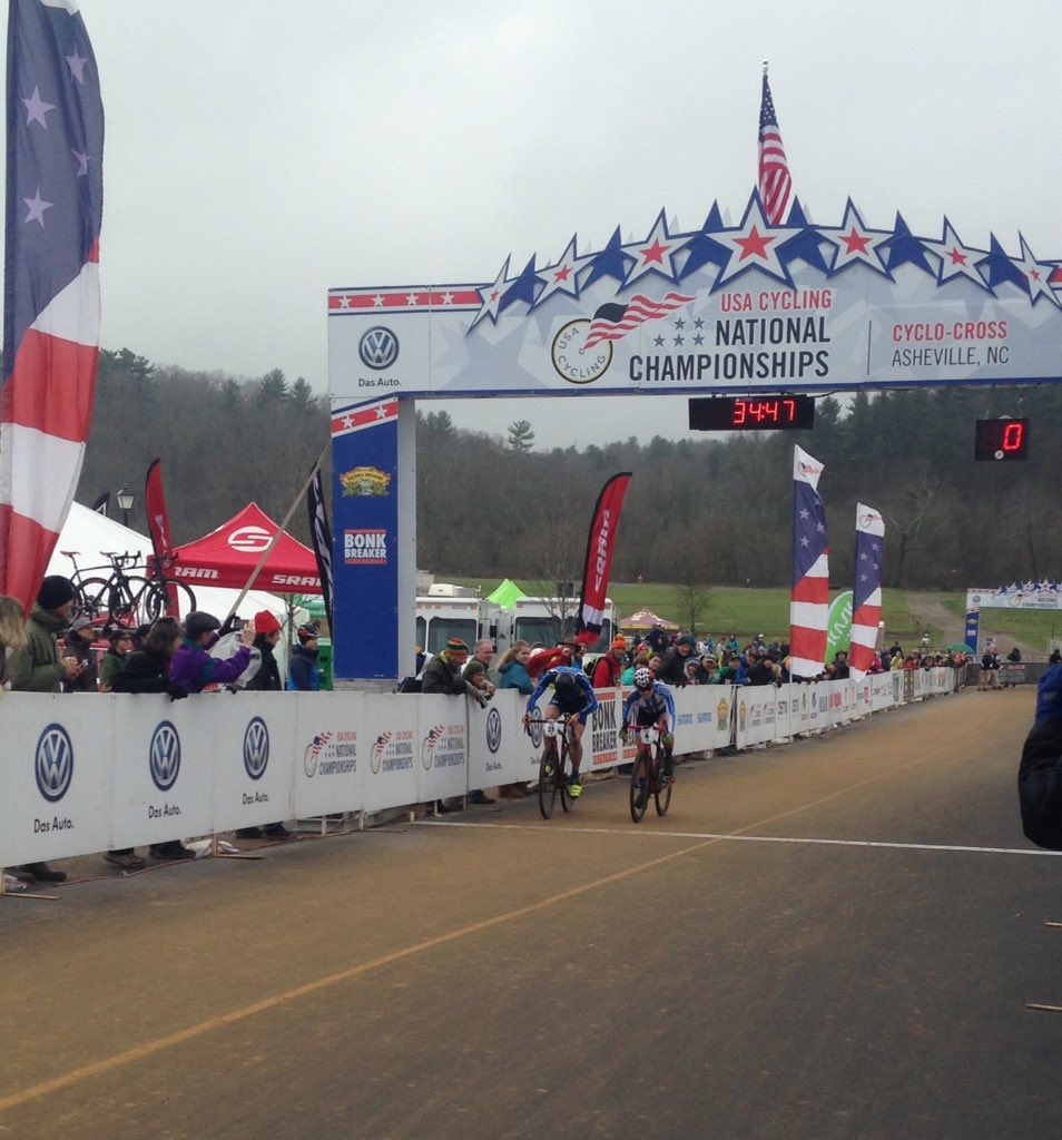 BCTornados's tweet photo. @BrevardCollegeC takes third in team relay as Ft Lewis edges past Arensman in photo-finish #cxnats #nadonation https://t.co/H2LTSXGVas