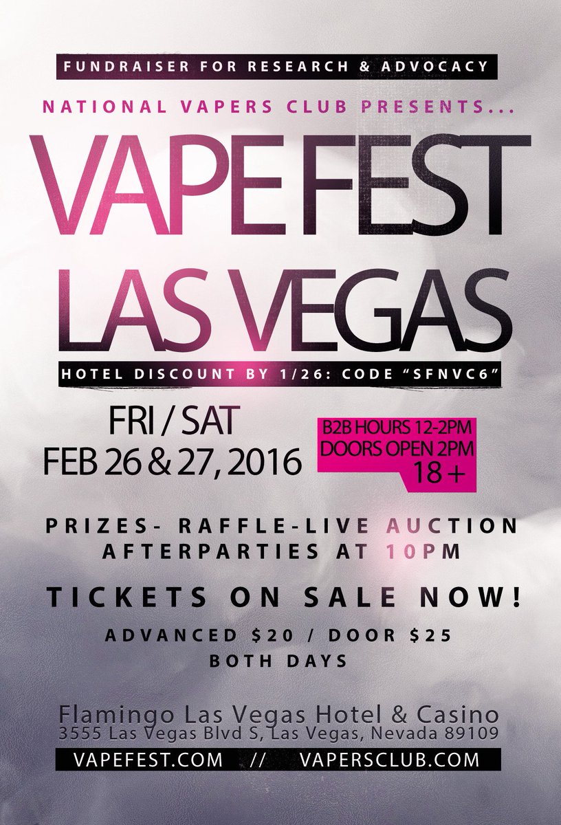 Zee Oz NYC (@etherealny) on Twitter photo Vegas Vapefest 2016 at the Flamingo Hotel Feb 26th & 27th, 2016
Tickets: vapersclub.com/product/vapefe… <a href="/VapersClub/">National Vapers Club</a> Vegas Vapefest 2016 at the Flamingo Hotel Feb 26th & 27th, 2016
Tickets: vapersclub.com/product/vapefe… <a href="/VapersClub/">National Vapers Club</a>